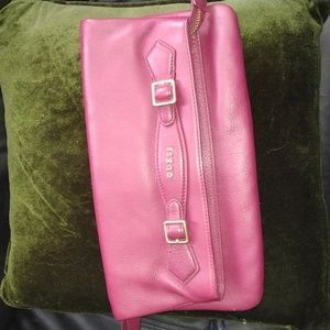 Guess women's deep burgundy wristlet bag
